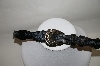+MBA #81-054  "Silver Creek Collection Hand Tooled Black Rose Leather Belt