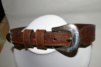 +MBA #81-028   "1993 Justin Hand Tooled Brown Leather Belt