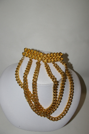 +MBA #81-134  "Gold Plated 3 Row Chain Belt Clip On