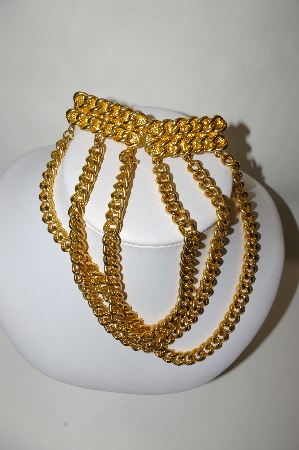 +MBA #81-134  "Gold Plated 3 Row Chain Belt Clip On