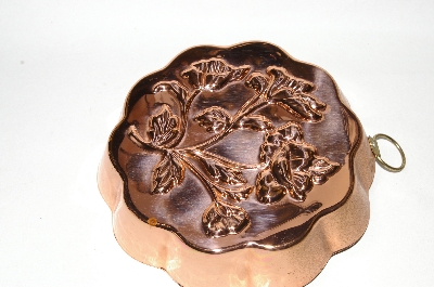 +Vintage Floral Motif Copper Jello Mold
