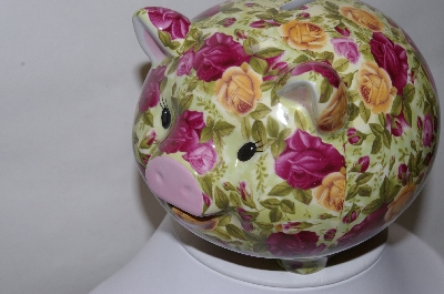 +MBA #82-024  Beautiful Rose Covered Ceramic Piggy Bank