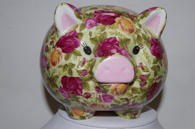 +MBA #82-024  Beautiful Rose Covered Ceramic Piggy Bank