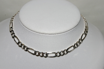 +MBA #84-093  Sterling Thick Heavy 16" Figaro Necklace