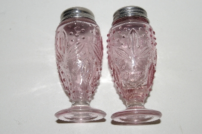 +MBA #86-122  "Set Of Fancy Pink Glass 2005 Salt & Pepper Shakers