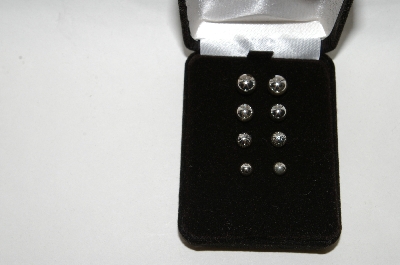 +MBA #85-109   Sterling Set Of 4 Graduated Bead Earrings