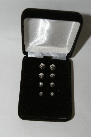 +MBA #85-109   Sterling Set Of 4 Graduated Bead Earrings