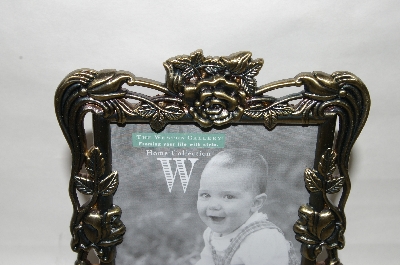 +MBA #85-061   " Brass Square "Rose Garden"  5x7 Picture Frame"
