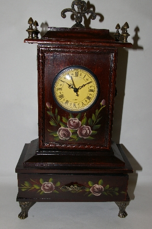 +MBA #85-080   " Hand Painted Old Fashioned Wooden  Clock
