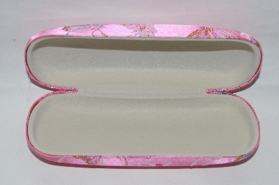 +MBA #85-038   " Pink Silk Butterfly Hard Eye Glass Case