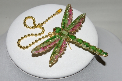 +MBA #87-245  "Beautiful Pink & Green Dragonfly Fan Pull