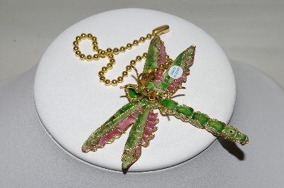 +MBA #87-245  "Beautiful Pink & Green Dragonfly Fan Pull