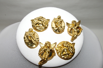 +MBA #89-021  "Set Of 6 Gold Plated Angel Button Covers