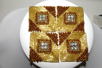 +MBA #89-046  "Set Of 4 Gold & Brown Bead Appliques