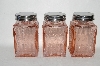 + MBA #89-198   "2003  Set Of 3 Vintage Reproduction Pink Glass Spice Jars