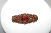 +MBA #87-520  Vintage Slver Tone Red Rhinestone Pin