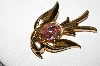 +MBA #87-497  Coro Gold Tone Pink Rhinestone Bird Pin