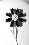 +MBA #87-331  Vintage Black & White Enameled Flower Pin
