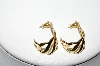 +MBA #88-438  " Monet Fancy Gold Tone 1/2 Hoop Style Pierced Earrings