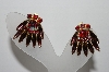 +MBA #95-012  "Vintage Goldtone Purple & Red AB Rhinestone Fancy Clip On Earrings"
