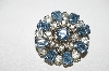 +MBA #95-022 "Vintage Silvertone Blue & Clear Crystal Rhinestone Pin"