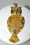 +MBA #97-004 "Trancer II Goldtone Large Owl Necklace With Double Row Chain"