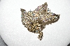 +MBA #96-013 "Vintage Silvertone AB Crystal Rhinesrone Leaf Pin"