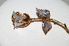 +MBA #94-015  "Vintage Copper & Silvertone Rose Pin"