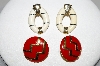 +MBA #94-036  "Vintage Goldtone Lot Of  (2) Pairs Enameled Pierced Earrings"