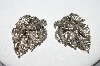 +MBA #94-028  "Vintage Silvertone Leaf Clip On Earrings"