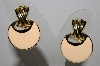 +MBA #94-023  " Vintage Goldtone Pale Peach Enameled Pierced Earrings"