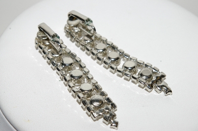 +MBA #98-178  "Vintage Silvertone Fancy Clear Crystal Rhinestone Clip On Earrings"