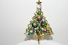 +MBA #98-032  "Vintage Goldtone Fancy Crystal & Rhinestone Christmas Tree Pin"