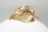 +MBA #99-443  "Vintage Goldtone Faux Pearl Leaf Pin"