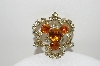 +MBA #99-414  "Vintage Goldtone Golden & Clear Rhinestone Pin"