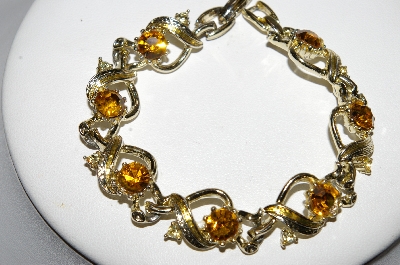 +MBA #99-620  "Vintage Goldtone Gold Rhinestone Bracelet"