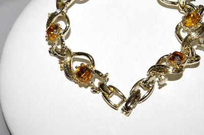 +MBA #99-620  "Vintage Goldtone Gold Rhinestone Bracelet"