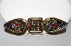 +MBA #99-678  "Vintage Goldtone Red & Blue Enameled Pin"