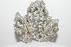 +MBA #99-587  "Vintage Silvertone Clear Crystal Rhinestone Leaf Clip"