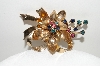 +MBA #99-604  "CrC 12K Gold Filled Multi Colored Crystal Rhinestone Flower Pin"