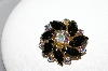+MBA #99-336  "Vintage Goldtone Black & AB Crystal Rhinestone Pin"