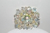 +MBA #99-516  "Vintage Silvertone AB Crystal Cluster Pin"