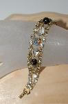 +MBA #99-026  "Lov Rel Goldtone Rhinestone & Black Glass Bead Bracelet