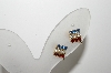 +MBA #99-695  "Vintage Goldtone Red, White & Blue Crystal Clip On Earrings"