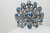 +MBA #99-427  "Vintage Silvertone Blue Crystal Rhinestone Pin"