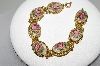 +MBA #99-010  "Vintage Goldtone Rose Needlepoint Bracelet"