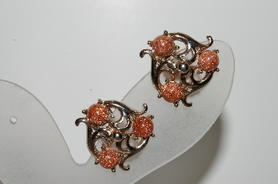 +MBA #41E-157  "Vintage Goldtone Sparkle Glass Stone Earrings"