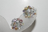 +MBA #41E-165  "Vintage Silvertone 16 Bead AB Crystal Clip On Earrings"