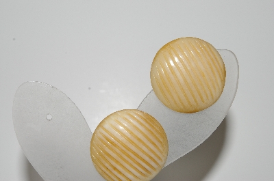 +MBA #41E-195  "Vintage Cream Colored Thermoplastic Clip On Earrings"