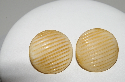 +MBA #41E-195  "Vintage Cream Colored Thermoplastic Clip On Earrings"